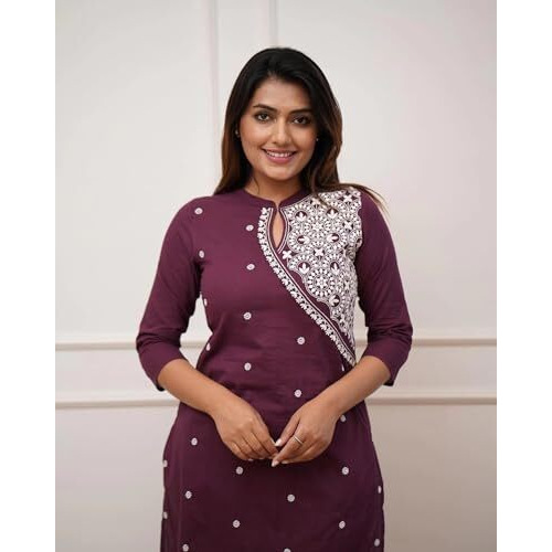 FABNEX kurta set for women | women embroidered kurta set | Women Kurta Sets Kurtis | Women Kurta Pant Set (K-34-38) (S, purple)