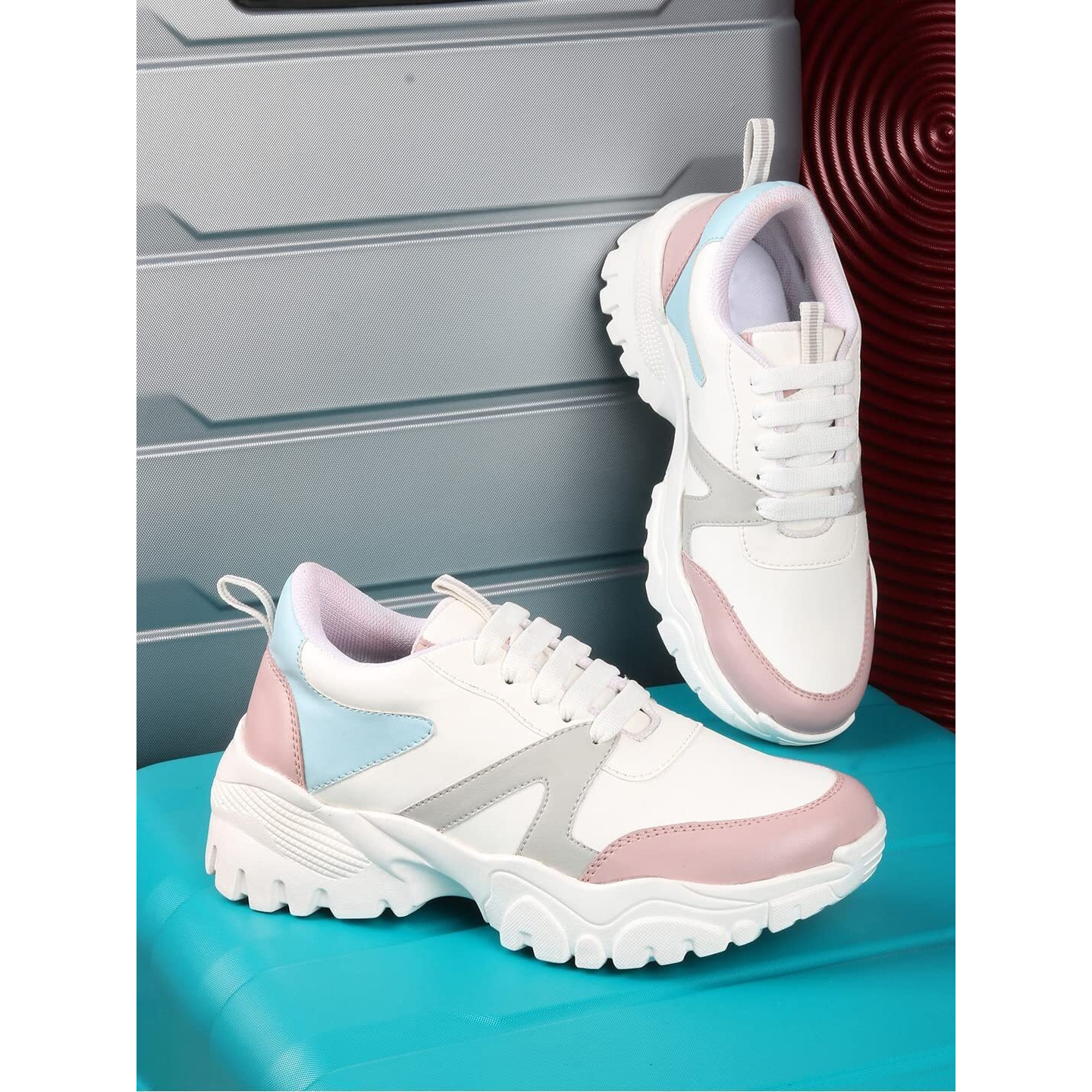 Shoetopia Womens White Casual Walking Sneakers Shoes-EU39