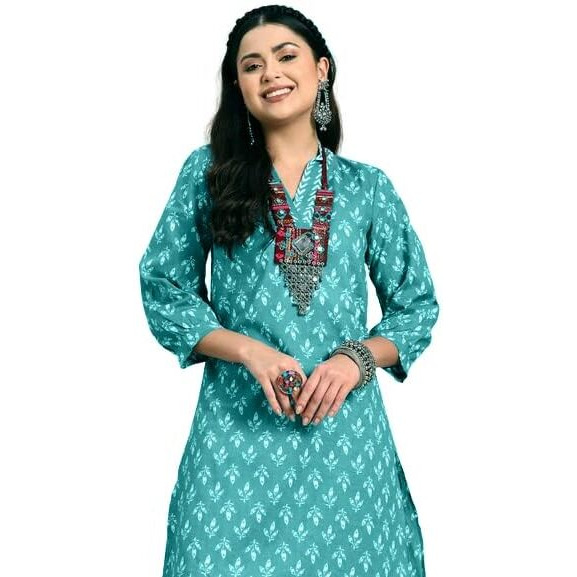 LookMark Women's Trendy Printed Cotton Blend Straight Kurta and Afghani Pant Set Perfect For Casual and Office Wear (AZ-LM-OG-KS2070 RAMA-XXL)