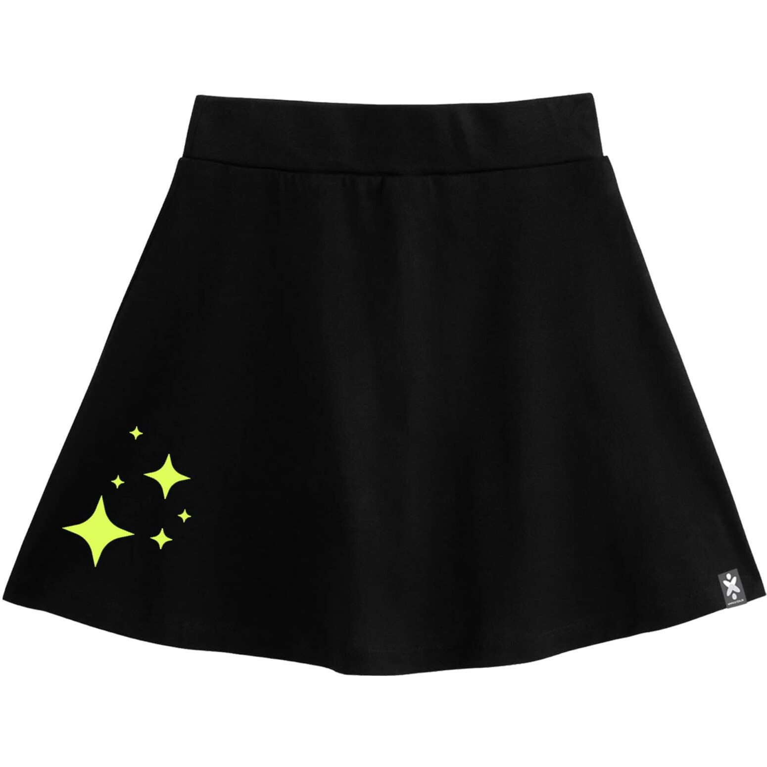 KYDA KIDS100% Pure Cotton Girls Printed Crop Top and Skirt with Attached Inner shorts Co-ords Set in Neon Green & Black (Pack of 1)