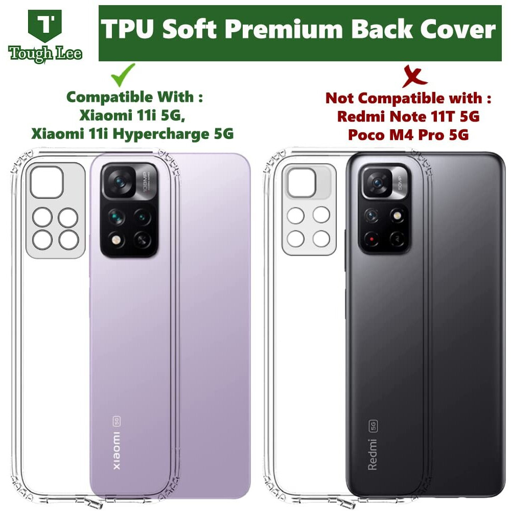 Tough Lee Back Cover Case for Mi Xiaomi 11i 5G / Xiaomi 11i Hypercharge 5G (Silicon|Transparent)