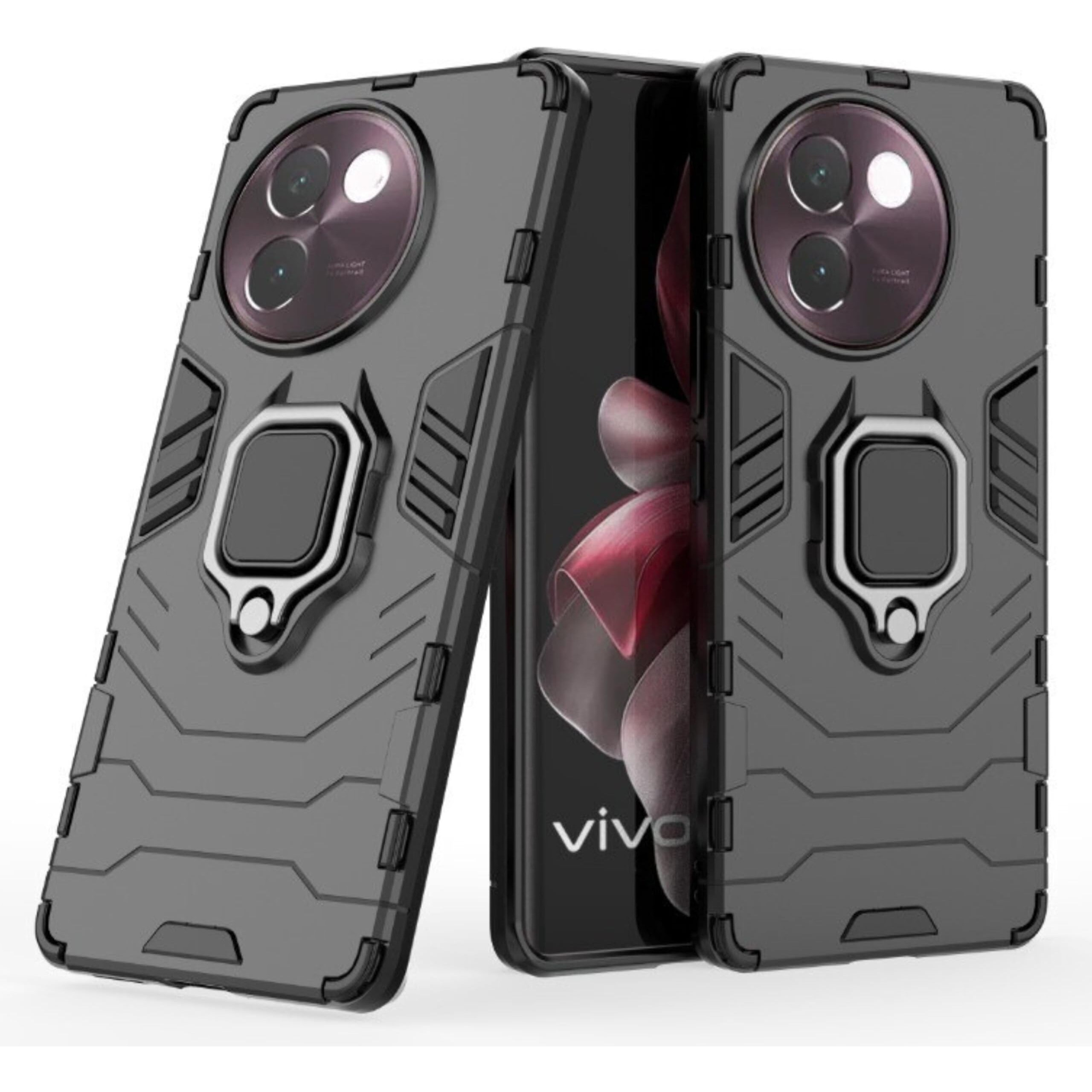 SPAZY CASE Vivo T3x 5G Back Cover | Dual Layer Armor Defender Full Body Protective + PC Hybrid Kickstand Back Case for Vivo T3x 5G