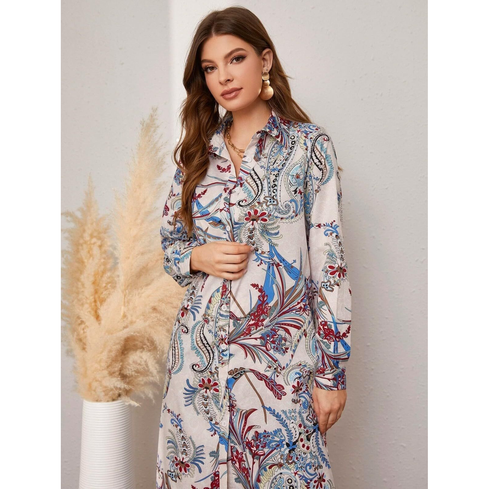 Leriya Fashion Women's Ethnic Co Ord Set || Paisley Printed Co-Ord Set for Women || Long Straight Shirt Kurta with Pant Set for Women || Gift for Women (3X-Large, Off-White),LF-K-W1716&TR812