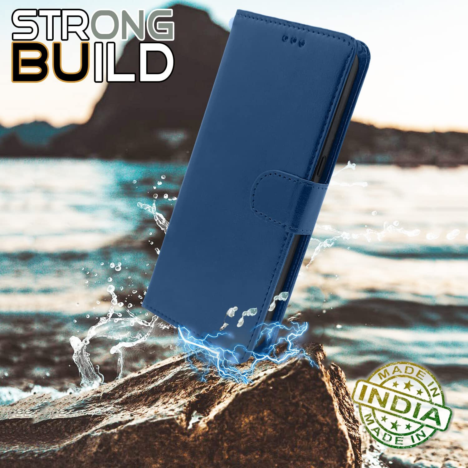 Pikkme OnePlus Nord Ce 3 Lite 5G Flip Cover Leather Finish | Inside TPU with Card Pockets | Wallet Stand and Shock Proof | Complete Protection Flip Case (Blue)