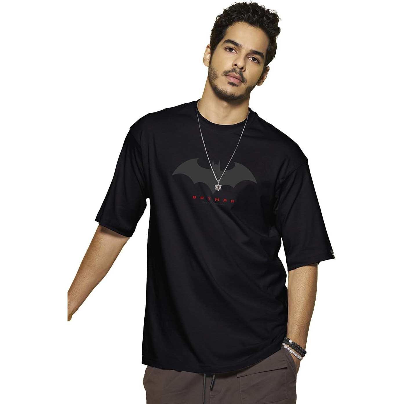 Bewakoof Men's Graphic Print Oversized Fit Half Sleeve Round Neck Cotton T-Shirt
