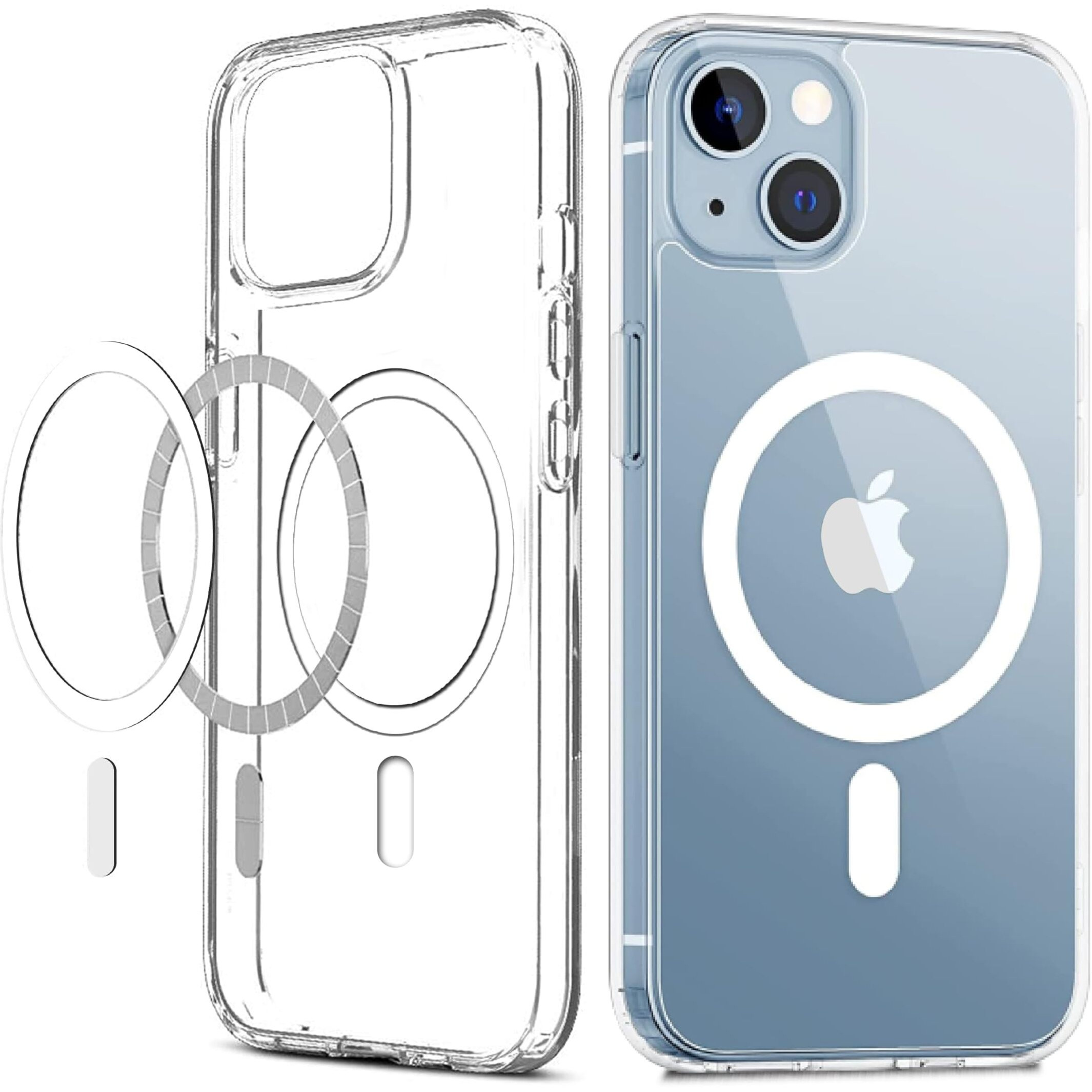 CEDO Magfit Cover for iPhone 14 Plus (6.7 inch) | Mag-Safe Wireless Charging | Designed with Magnetic Lock Shockproof Phone Bumper Transparent Back Case Cover (Clear)