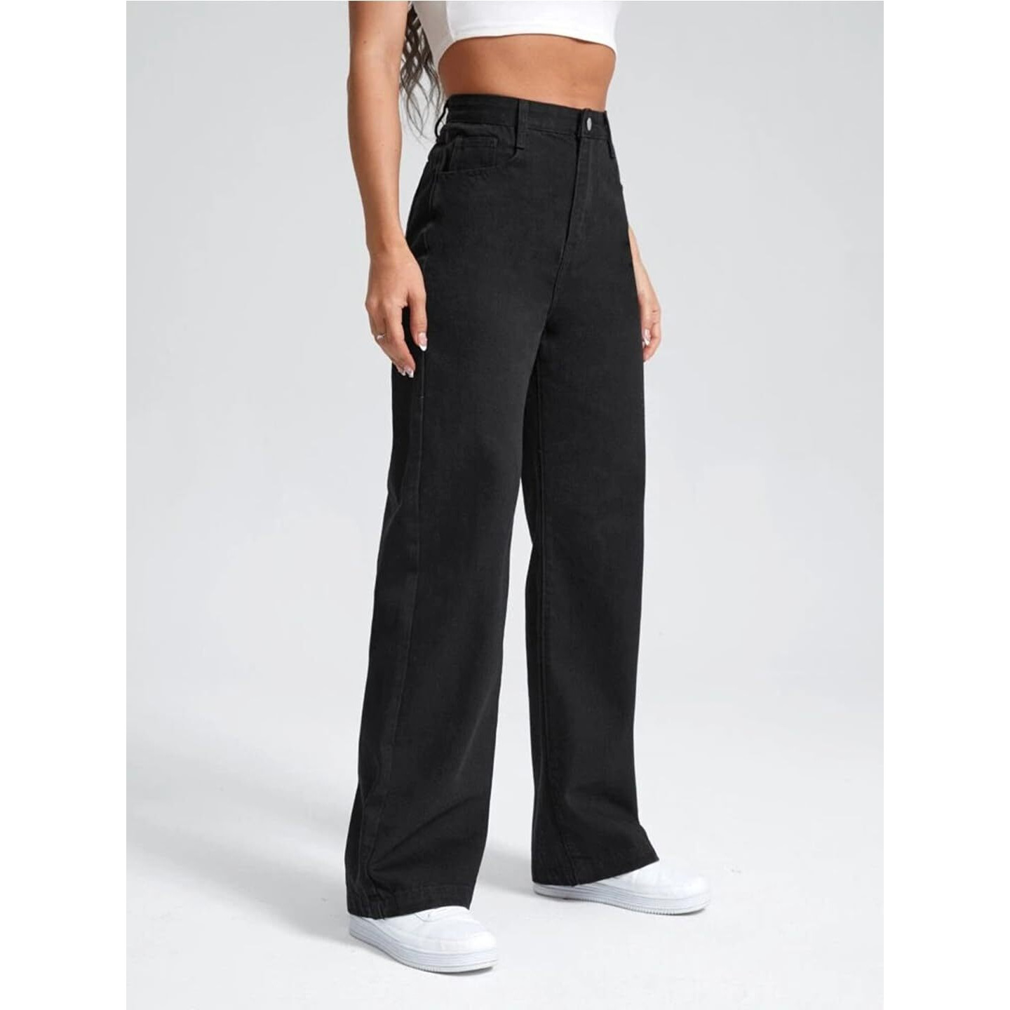 KOTTY Women's Solid High Rise Stylish Looking Comfortable Stretchable Jeans(Black,26)