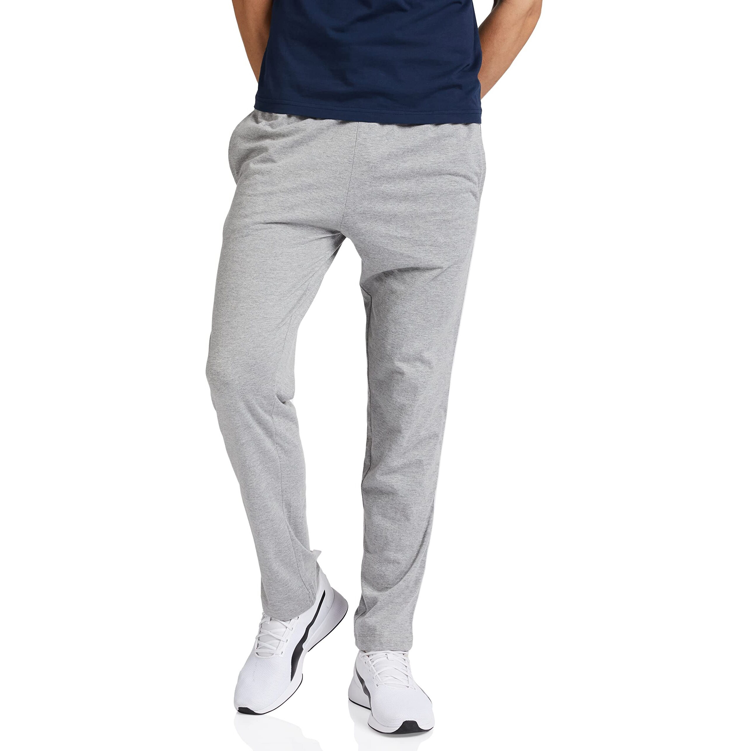 Amazon Brand - Symbol Men's Cotton Blend Jersey Track Pants (Regular Fit) Grey Melange S