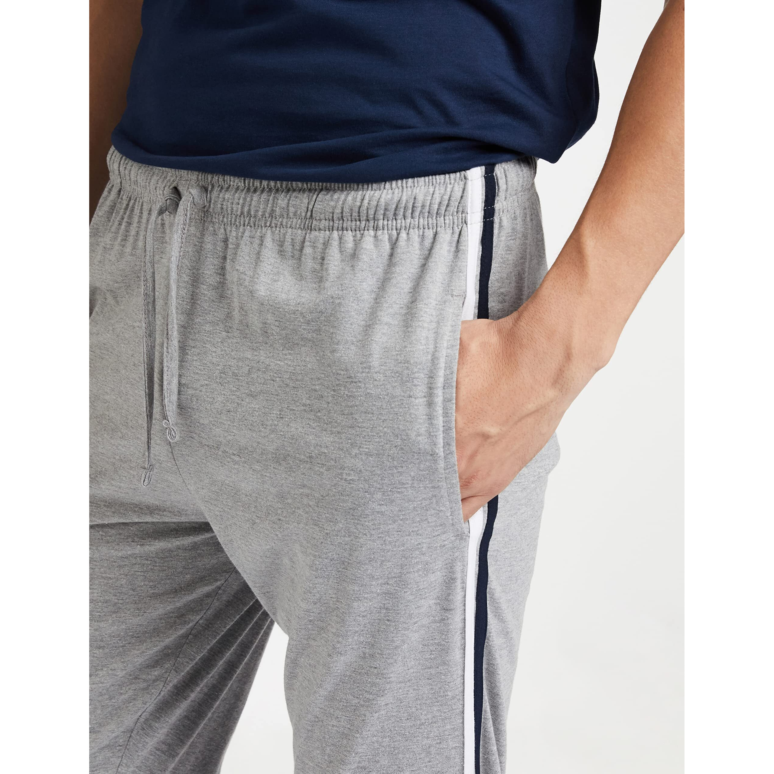 Amazon Brand - Symbol Men's Cotton Blend Jersey Track Pants (Regular Fit) Grey Melange S