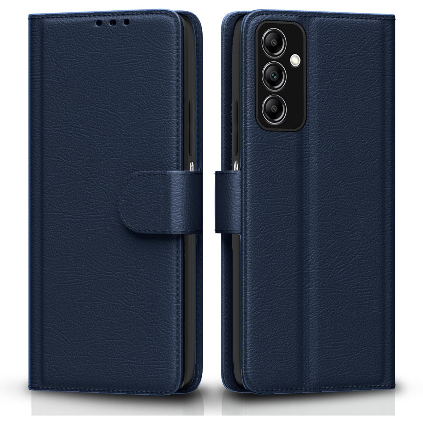 Pikkme Flip Cover Leather Finish | Inside TPU with Card Pockets | Wallet Stand and Shock Proof | Complete Protection Flip Case for Samsung Galaxy A14 4G / A14 5G(Blue)