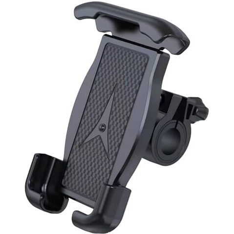 HUMBLE Mobile Holder for Bikes & Bicycles, 360 Rotation, Multi-Sided Silicone Padded Clamps, with One Click Clasps Lock, Suitable for 5 to 7 Inches Smartphones(BK-050) - Black