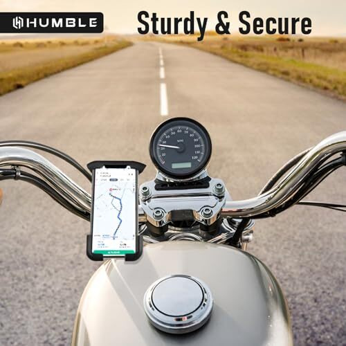 HUMBLE Mobile Holder for Bikes & Bicycles, 360 Rotation, Multi-Sided Silicone Padded Clamps, with One Click Clasps Lock, Suitable for 5 to 7 Inches Smartphones(BK-050) - Black