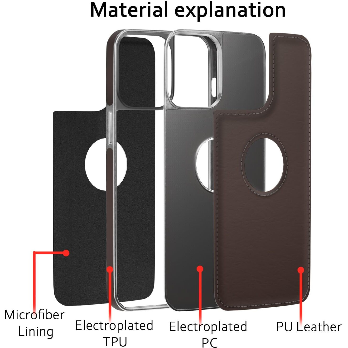 Pikkme Chrome Leather Back Cover | Flexible Pu Leather | Full Camera Protection | Silver Electroplated Chrome | Bumper Case for iPhone 13 (Chrome Coffee)