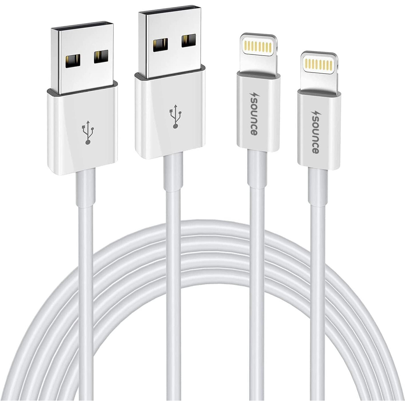 Sounce Fast Phone Charging Cable & Data Sync USB Cable Compatible for Phone 6/6S/7/7+/8/8+/10/11, Pad Air/Mini, Pod and OS Devices ( White)