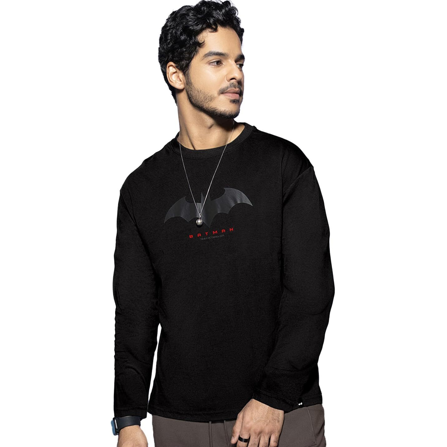 Bewakoof Men's Batman Graphic Printed 100% Cotton T-Shirt - Regular Fit, Round Neck, Full Sleeves