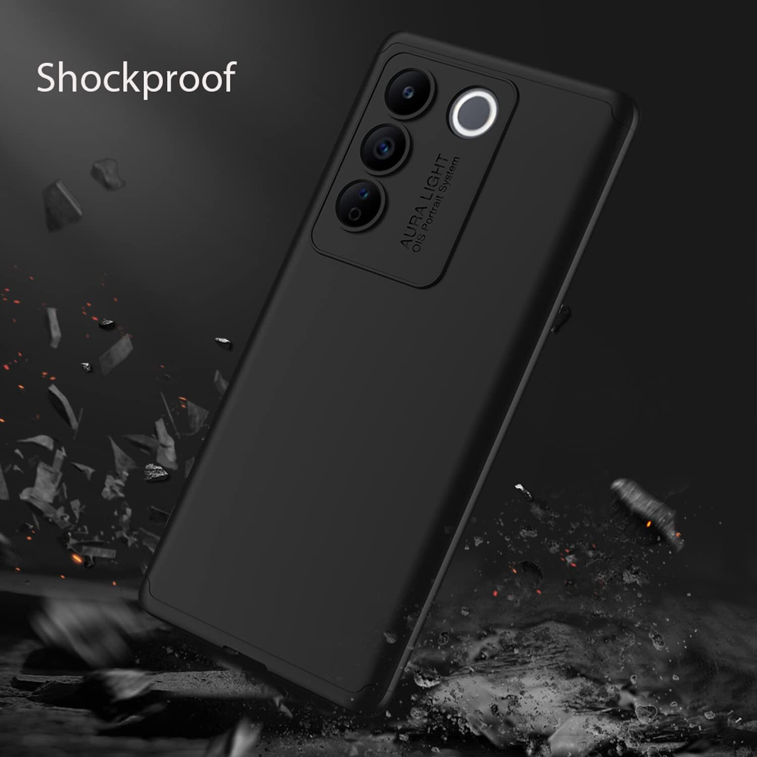 Kapa Double Dip Full 360 Protection Back Case Cover for Vivo V27 Pro (5G) (Black)