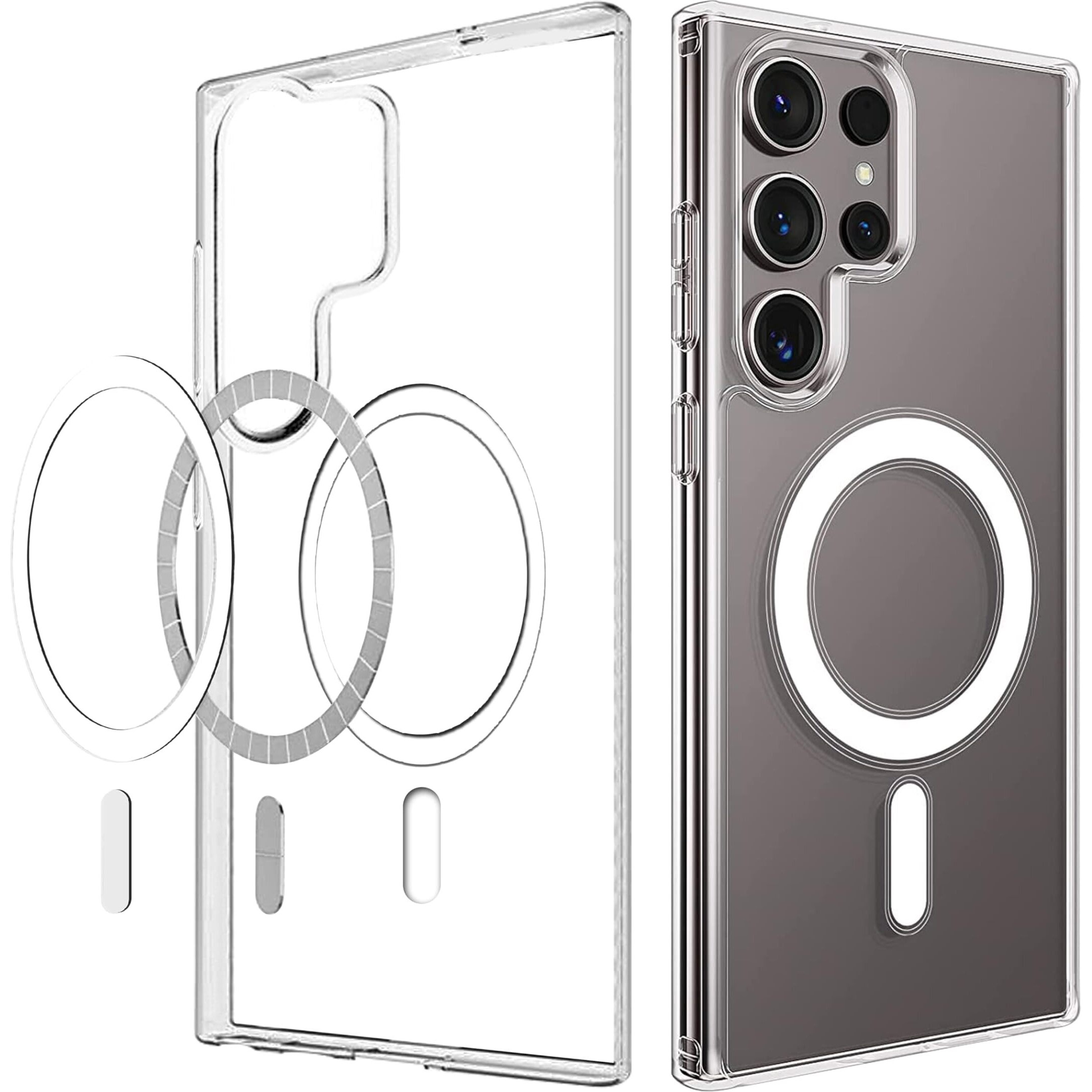 CEDO Magfit Cover for Samsung S23 Ultra (5G) | Mag-Safe Wireless Charging | Designed with Magnetic Lock Shockproof Phone Bumper Transparent Back Case Cover (Clear)