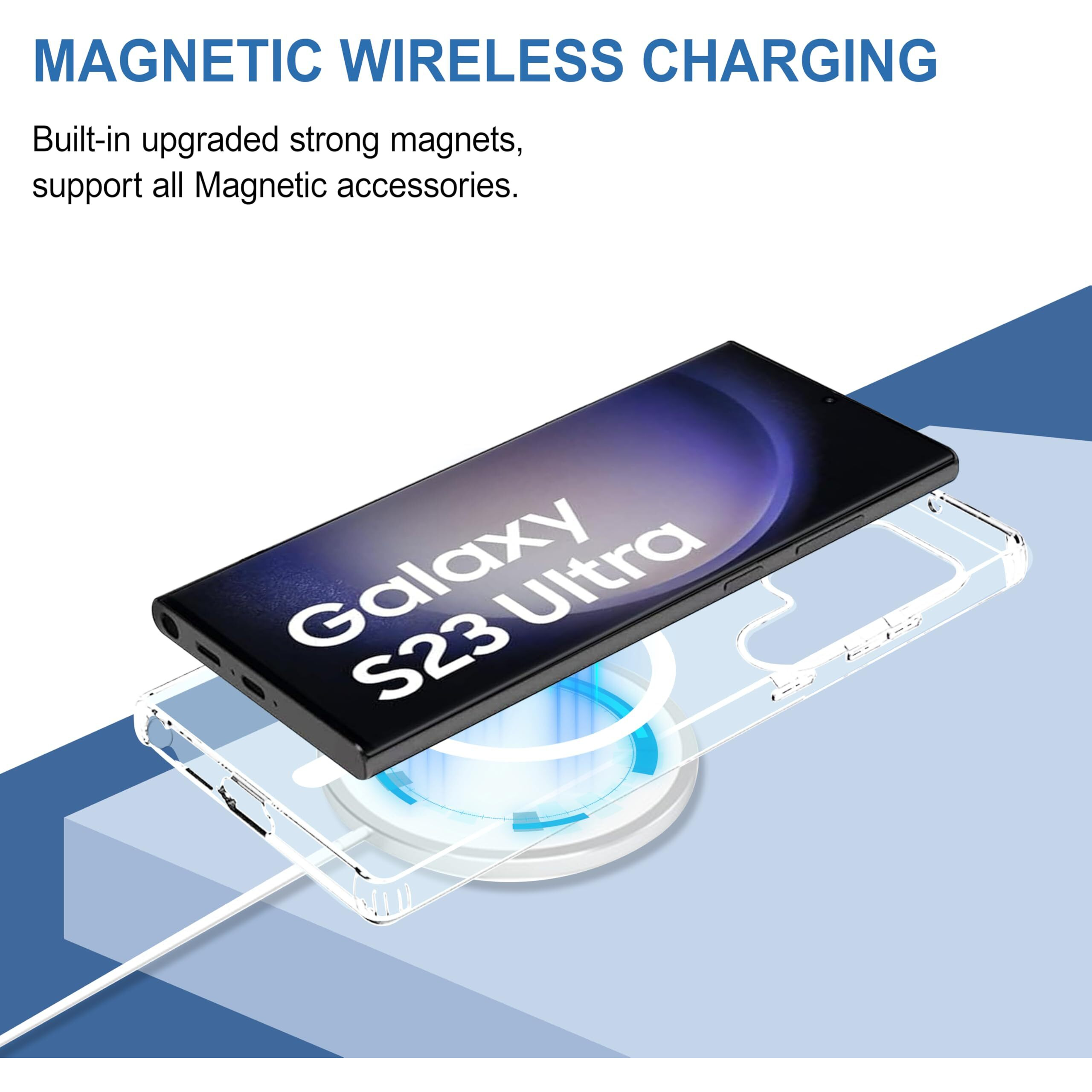 CEDO Magfit Cover for Samsung S23 Ultra (5G) | Mag-Safe Wireless Charging | Designed with Magnetic Lock Shockproof Phone Bumper Transparent Back Case Cover (Clear)