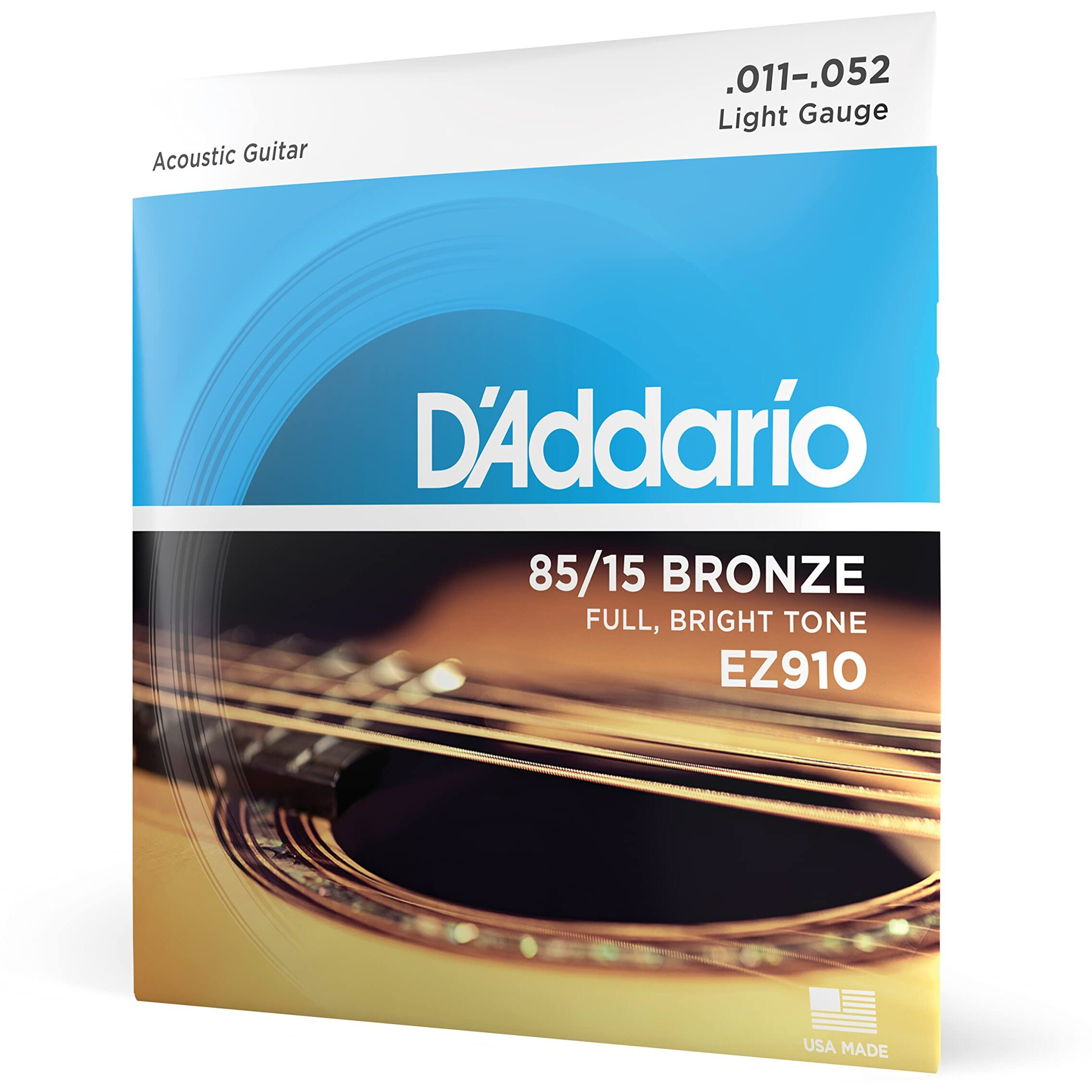 DAddario Bronze Acoustic Guitar Strings_{.010-.050_Light Gauge}85/15 FULL BRIGHT TONE_Stainless Steel Material