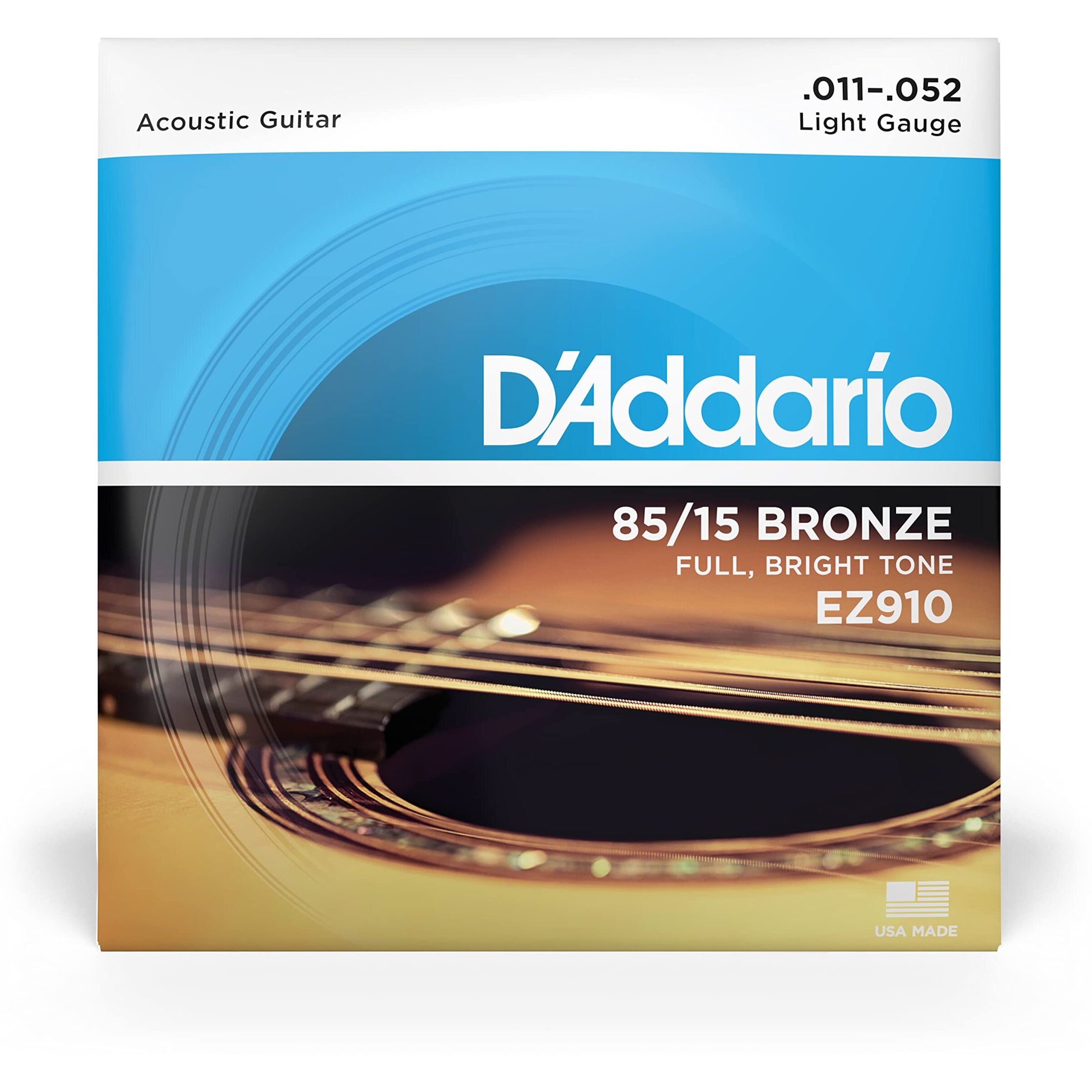 DAddario Bronze Acoustic Guitar Strings_{.010-.050_Light Gauge}85/15 FULL BRIGHT TONE_Stainless Steel Material