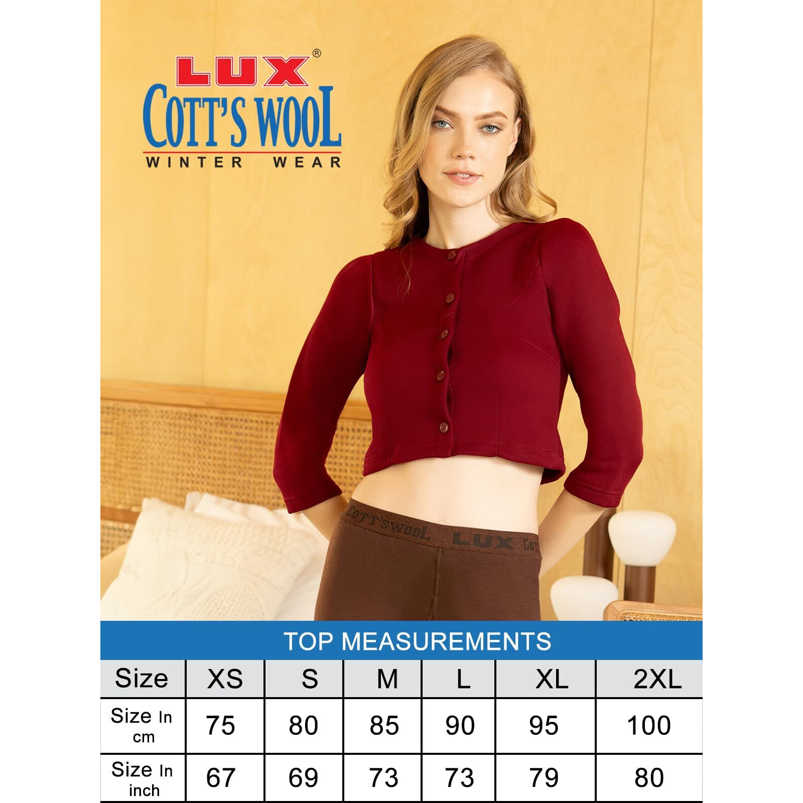 Lux Cottswool Womens Solid Regular (Cottswool_Blouse_Maroon 90)
