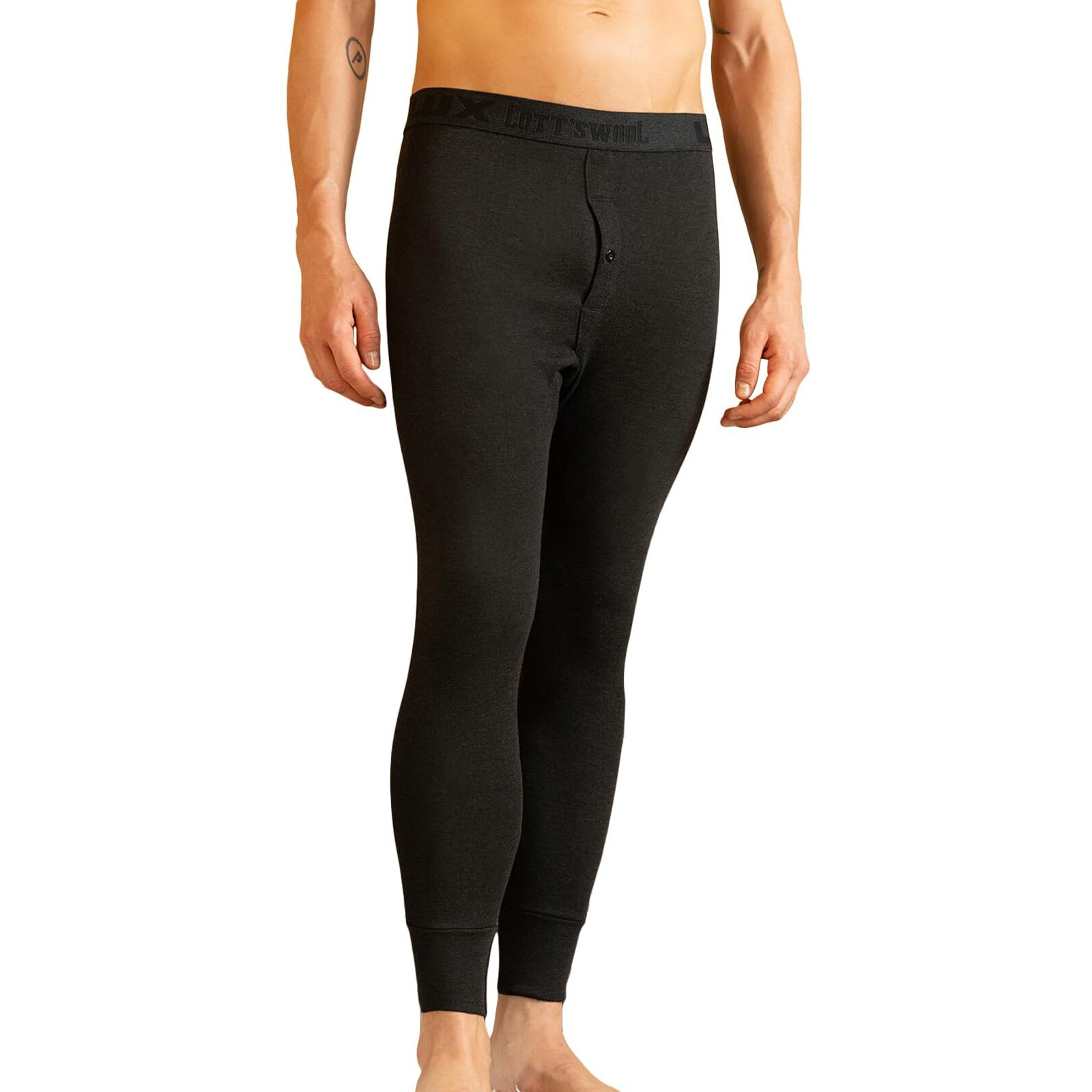 Lux Cotts Wool Mens Black Solid Winter wear Thermal Bottom (Size  100cm)