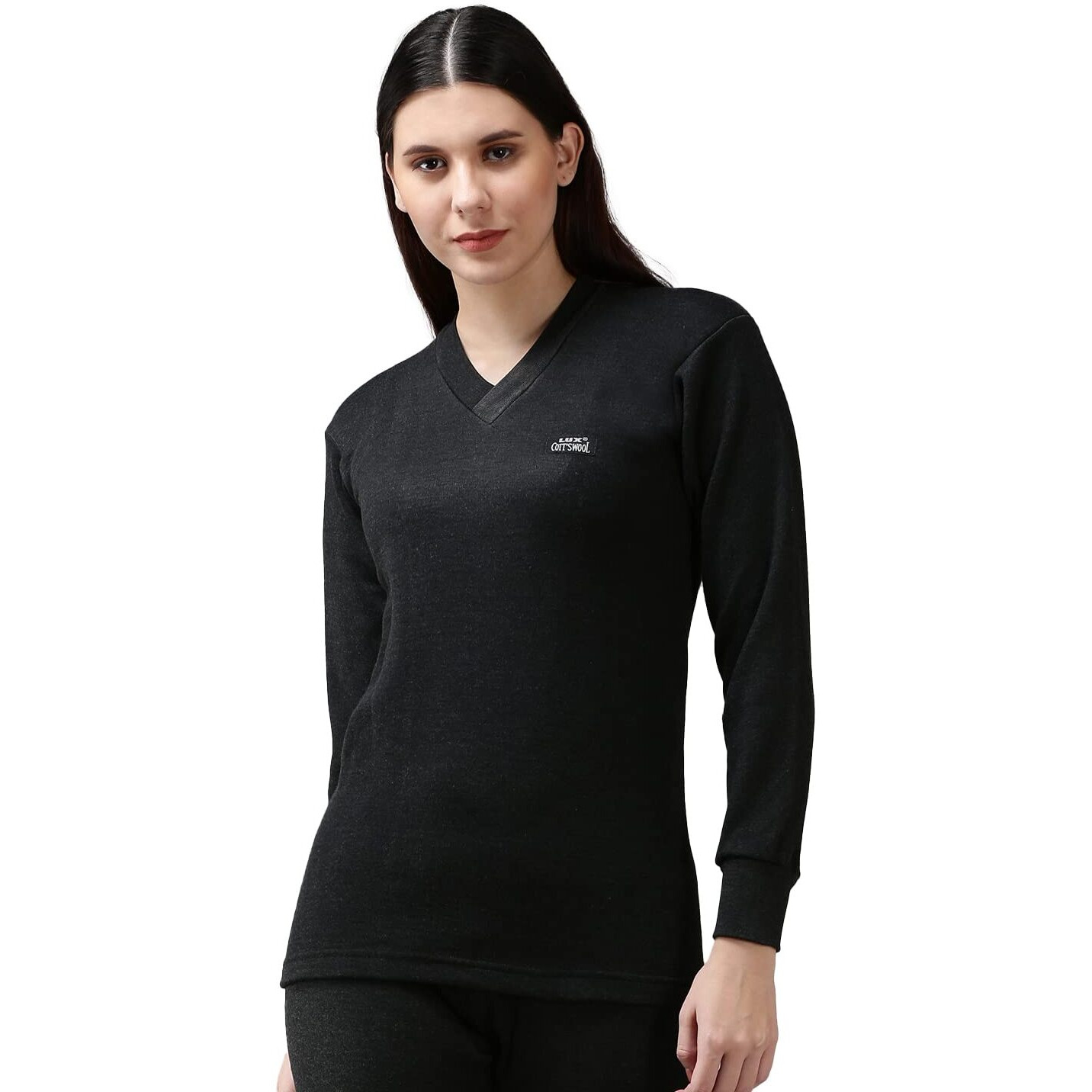 Lux Cottswool Womens Regular Fit Undershirt (COTT_LAD_FSV_BLK_TOP_1PC_Black 95cm)