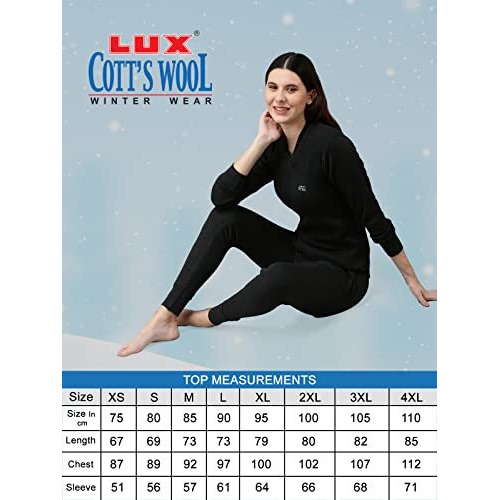 Lux Cottswool Womens Regular Fit Undershirt (COTT_LAD_FSV_BLK_TOP_1PC_Black 95cm)
