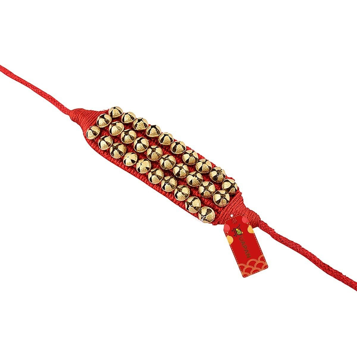 UAPAN Brass Ghungroo Anklets Bells For Women I 3 Line Pad I Red I 2 Pair I Perfect for traditional Indian dance