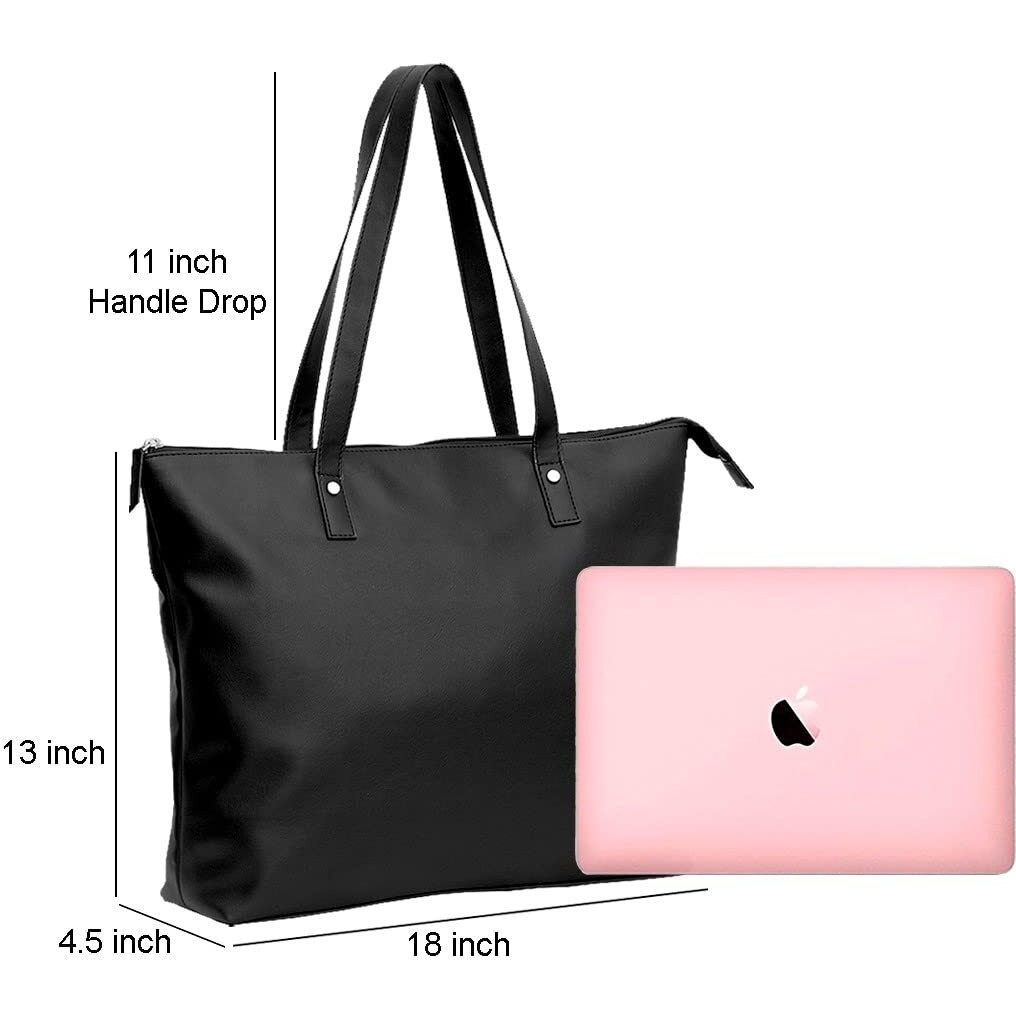Aquatan Women's Back To Work Tote Bag With Wallet Pouch (Black)