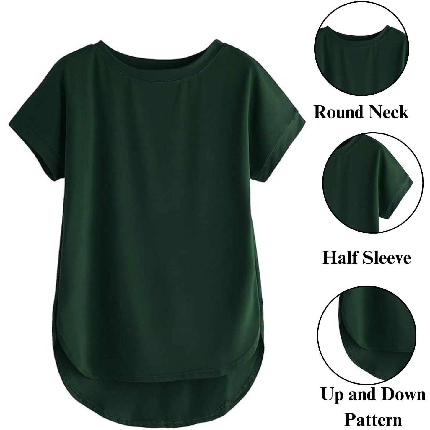 Fabricorn Women's Green Solid Regular Fit Long Sleeves T-Shirt, XL Size