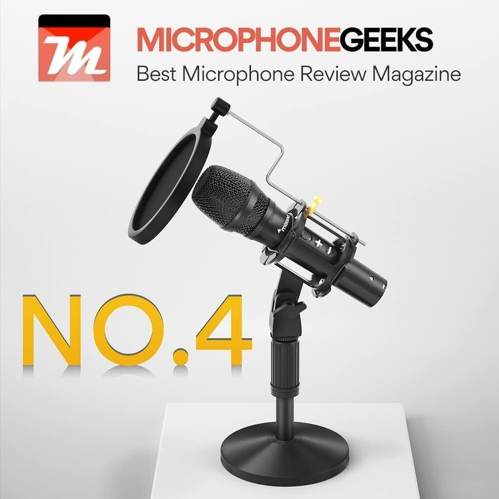 Maono AU-HD300T USB/XLR Dynamic Mic for Singing, PC, YouTube Recording. Professional Microphone with 0-Latency Monitoring, Volume Control, Adjustable Mic Stand, Shock Mount and Pop Filter, Black