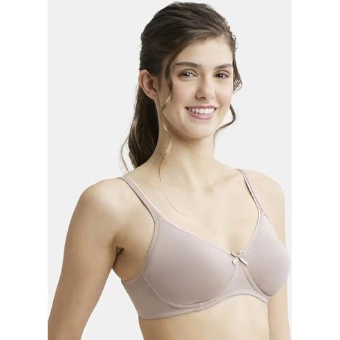 Jockey 1722 Women's Wirefree Non Padded Super Combed Cotton Elastane Stretch Medium Coverage Everyday Bra with Concealed Shaper Panel and Adjustable Straps_Mocha_32B