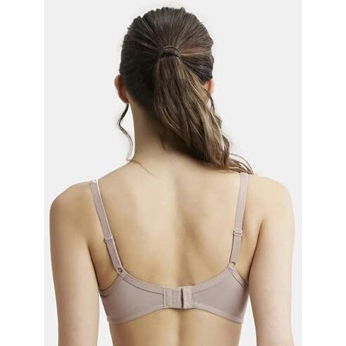 Jockey 1722 Women's Wirefree Non Padded Super Combed Cotton Elastane Stretch Medium Coverage Everyday Bra with Concealed Shaper Panel and Adjustable Straps_Mocha_32B