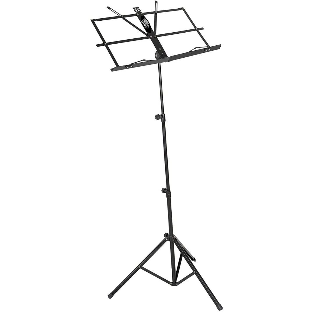Intern Adjustable Orchestra Conductor Musical Notation Lyrics Stand with Carrying Bag, Light Weight for Travel, Black, (INT-NSB-01)