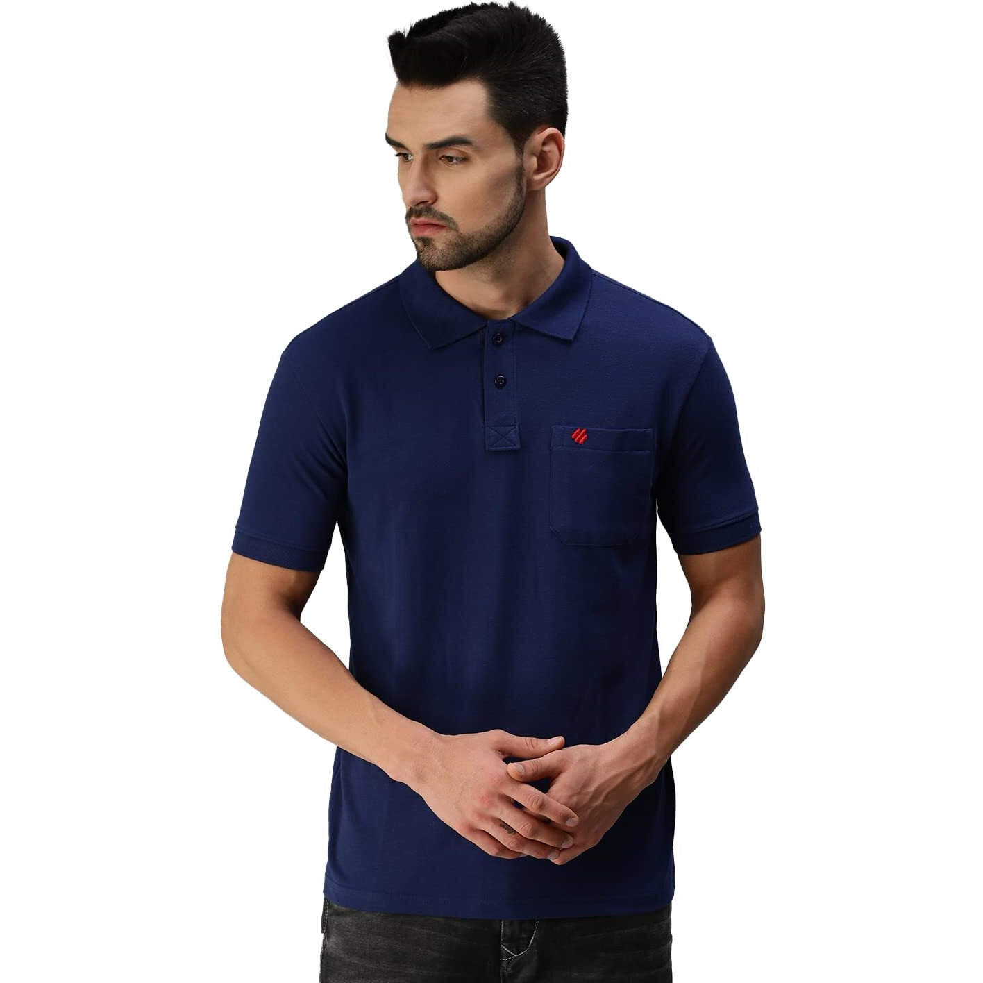 ONN Men's Airforce Blue Half Sleeves Polo Collar T-Shirt with Pocket(Size  XX-Large)
