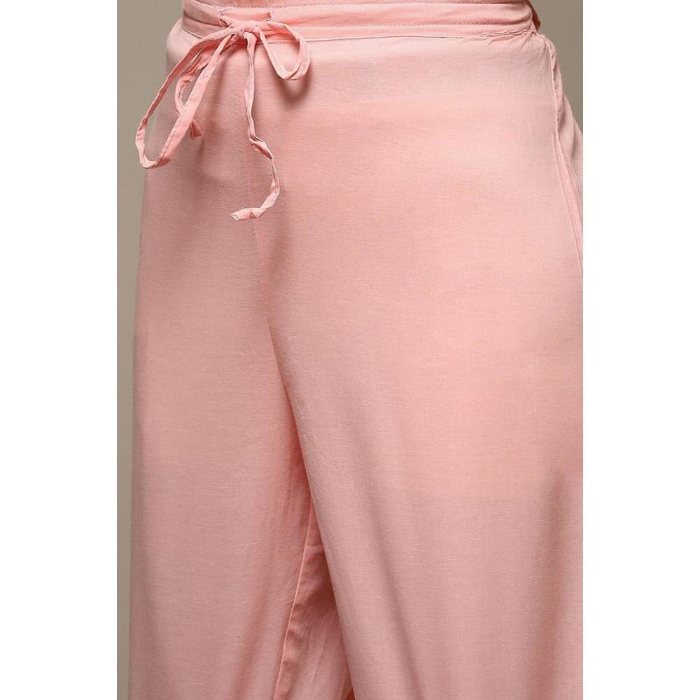 BIBA Women Chanderi Embroidery Narrow Salwar Kurta Dupatta(Skdassorted8491_Blush Pink_32)