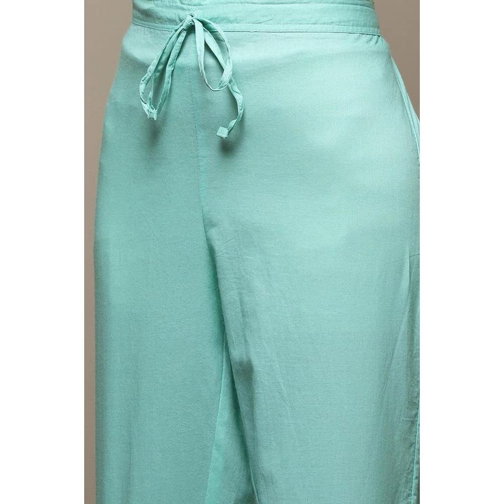 BIBA Women's Cotton Salwar Kurta Dupatta Suit Set Sea Green M