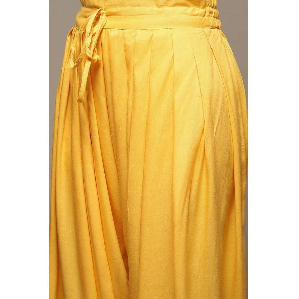 BIBA WOMEN YARNDYED RELAXED SALWAR KURTA DUPATTA(SKDLOUNGE I8523_YELLOW_40)