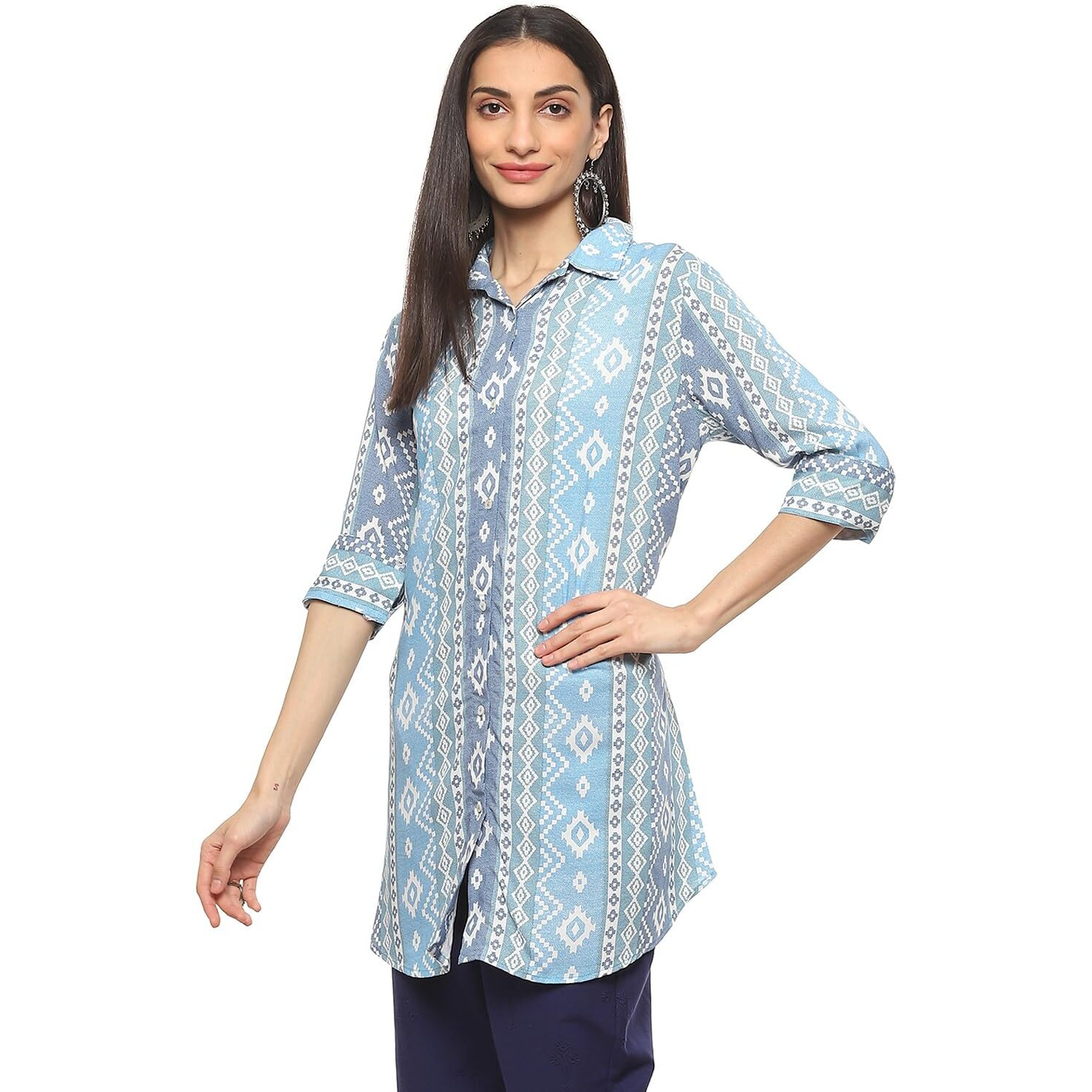 BIBA Women Printed Short_Kurta Mix and Match(TOP & TUNICS20204_Blue_34)