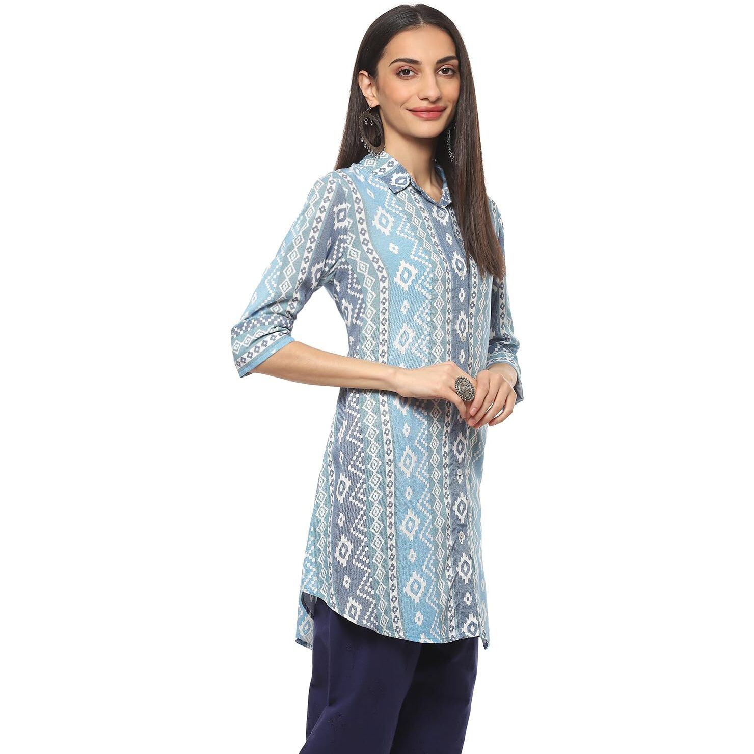 BIBA Women Printed Short_Kurta Mix and Match(TOP & TUNICS20204_Blue_34)