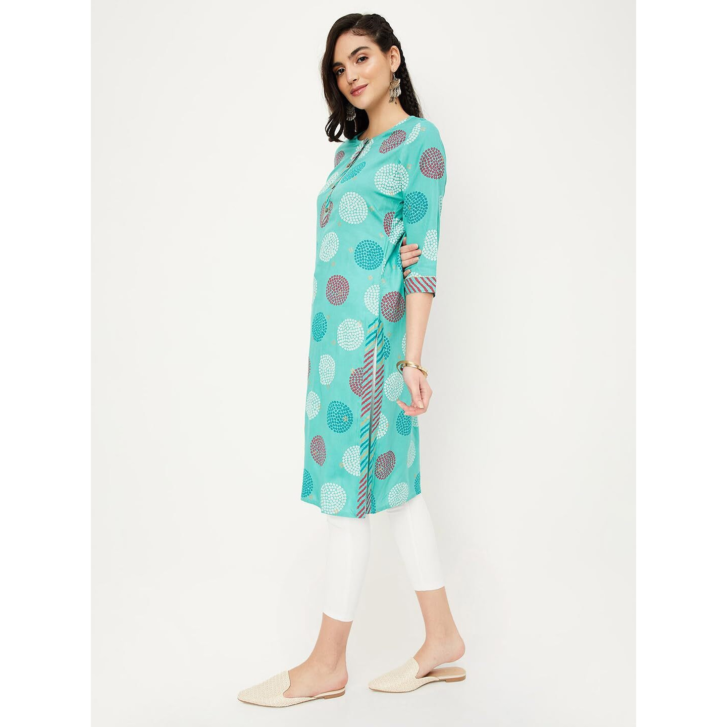 Max Women Printed Straight Kurta (PKST41001AQUA)_S