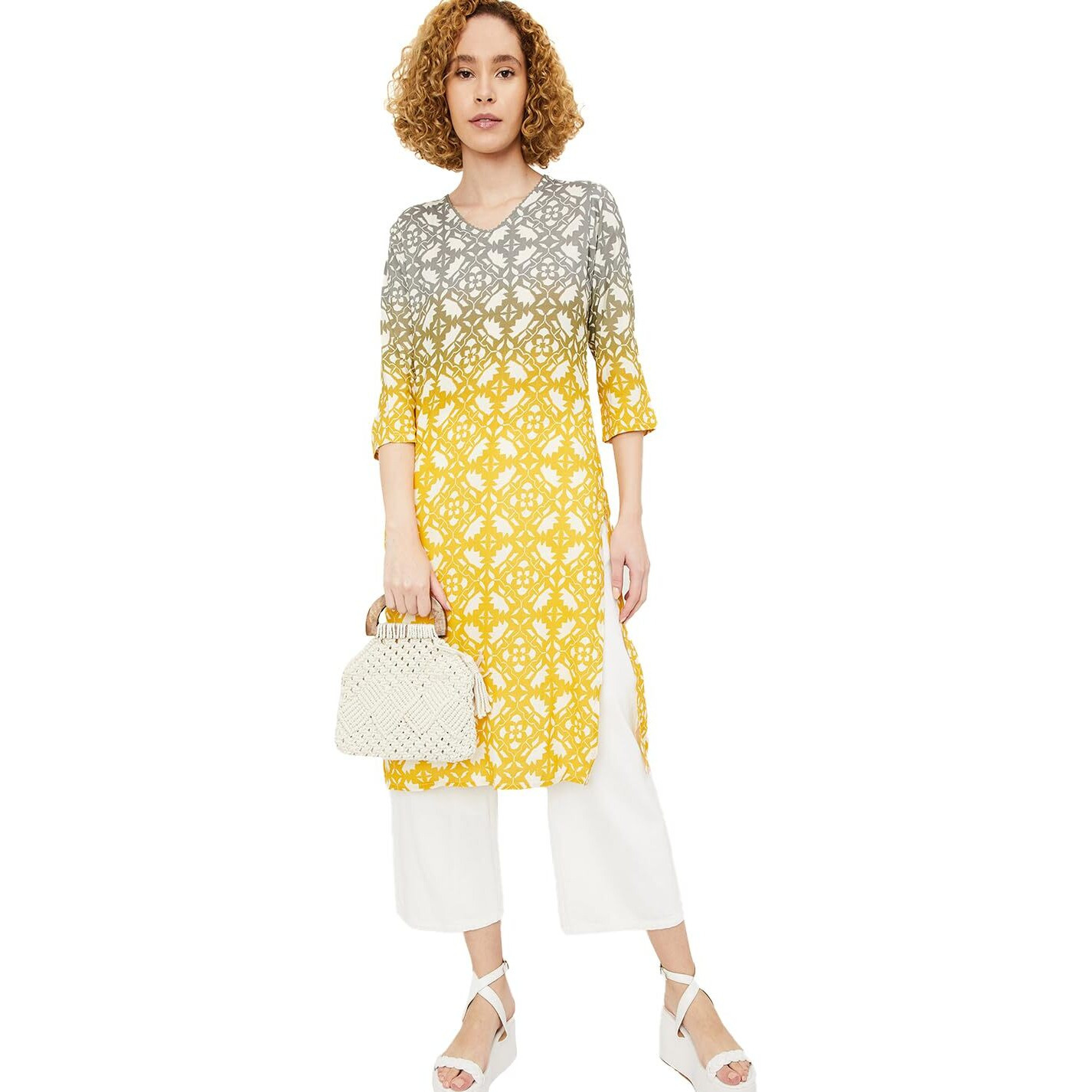 Max Women's Rayon Blend Regular Kurta (AEPKSU24LU_Grey_M