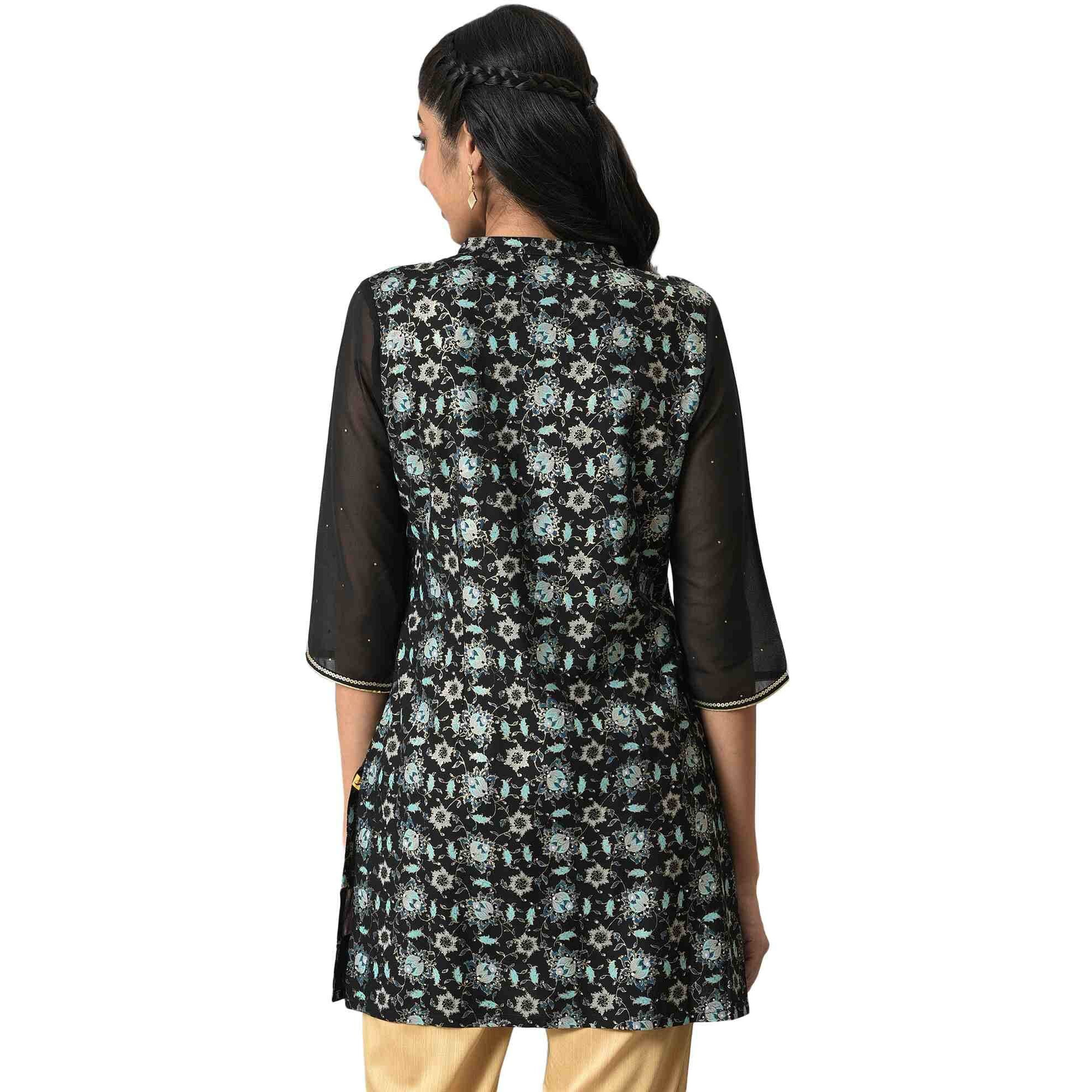 Aurelia Women's Viscose Regular Kurta (22AUA13588-506243_Black