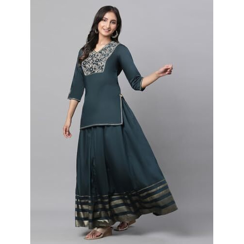 Aurelia Women's Rayon Set (23AUAS14185-605954_Dark Teal