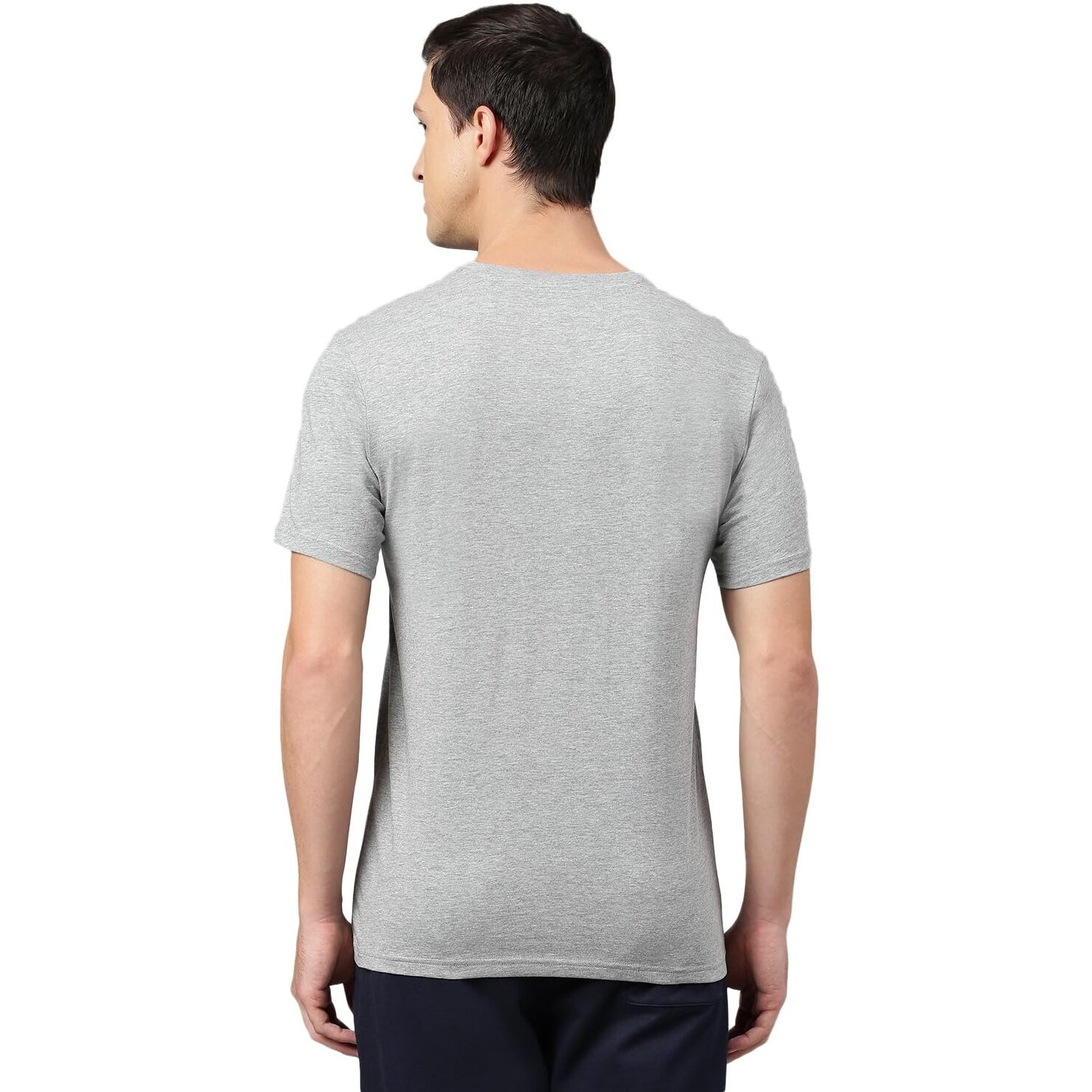 Van Heusen Men's Solid Regular Fit T-Shirt (IHTS1LGME60052_Grey Melange