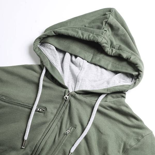 NOBERO Unisex-Adult Regular Cotton Neck Hooded Sweatshirt (1M-TWZP-R0002-OG4_Olive Green_L)