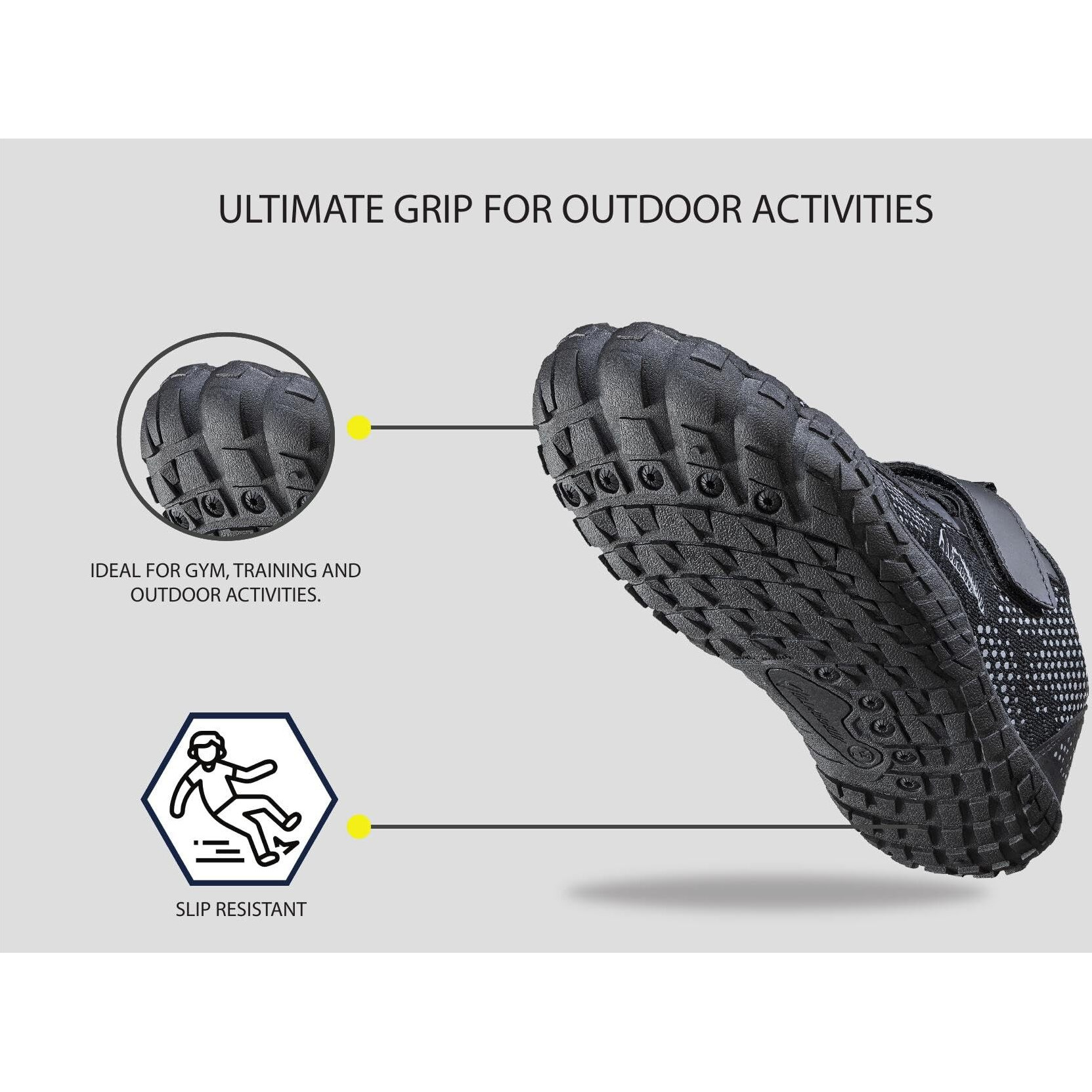 Impakto Barefoot Rooted Big Toe Box - Cross Training, Gym, Running, Walking Shoes for Men AS3211 Black