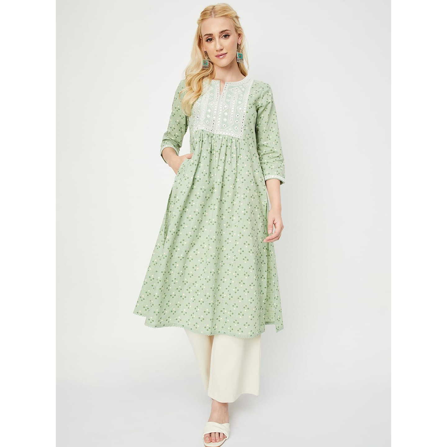 Max Women Embroidered A-line Kurta (CTKUR41062GREEN)_XL