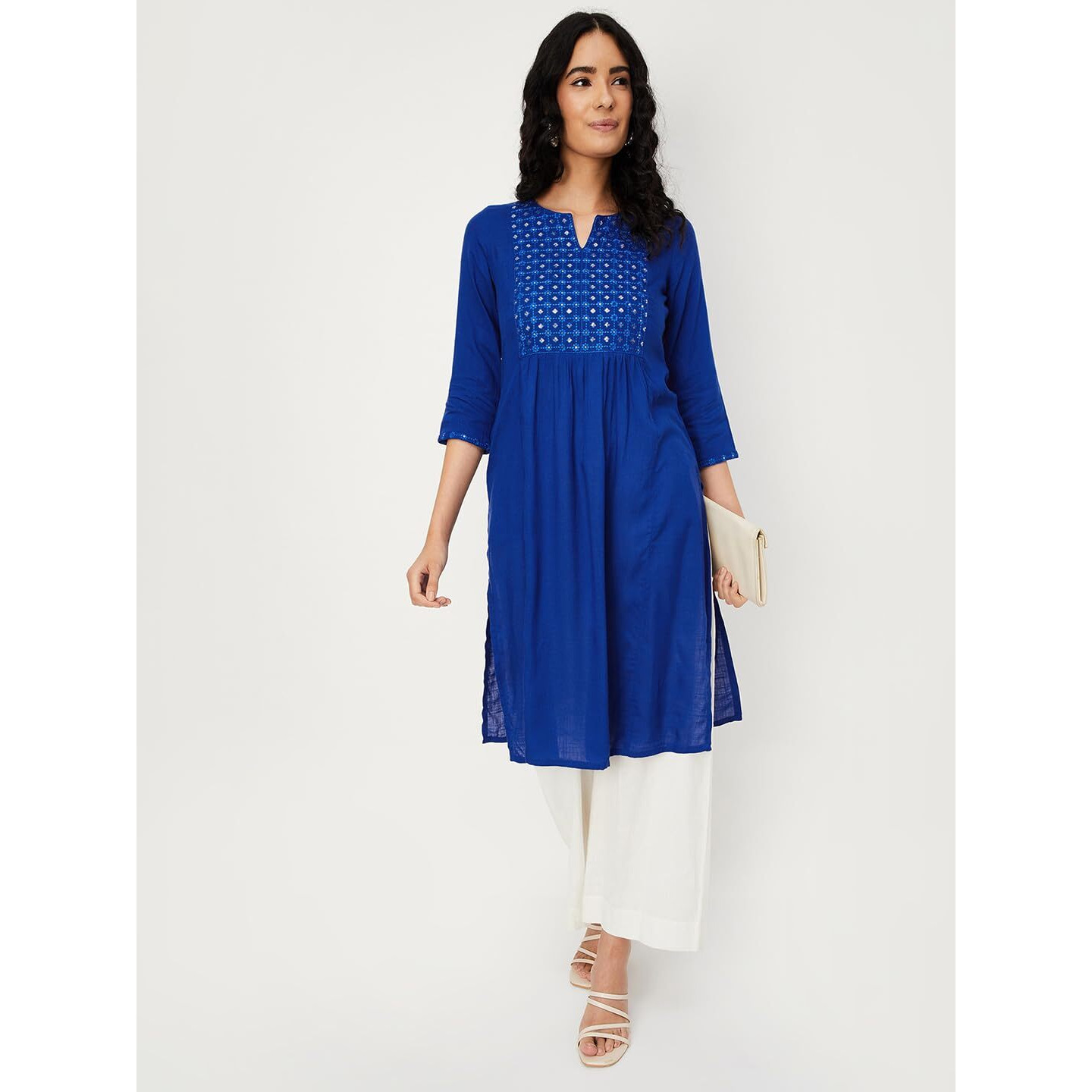 Max Women's Rayon Blend Regular Kurta (SFEKPA24NEROYAL Blue_Royal